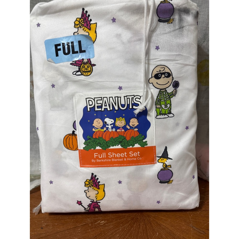 Peanuts Halloween Full Sheet Set Berkshire Blanket Snoopy Charlie Brown 4pc NEW